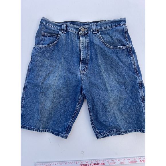 Men's Jean‎ Shorts Size 34 Wrangler Denim Blue Jeans See Pics Distressed - Picture 1 of 11